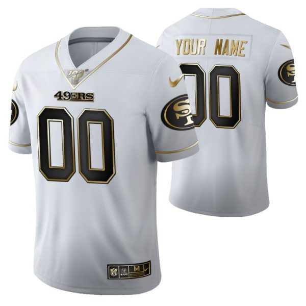 Men's San Francisco 49ers Custom 100th Season Jersey - White Vapor Limited Golden Edition - Replica