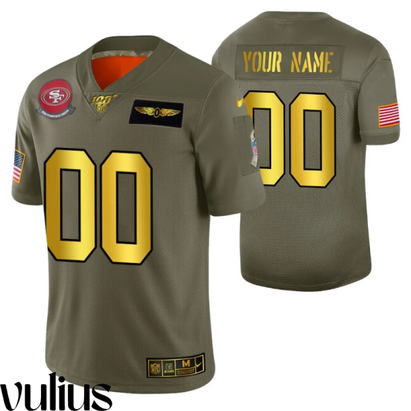 49ers Custom Jersey, Olive Men's, 2019 Salute to Service Jersey - Replica