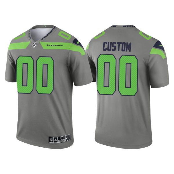 Men's Seattle Seahawks #00 Custom 2021 Inverted Legend Jersey - Steel - Replica