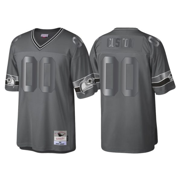 Men's Seattle Seahawks #00 Custom Charcoal Throwback Retired Player Metal Legacy Jersey - Replica