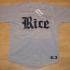 Men's Custom Rice Owls Away Grey Fully Stitched Button Down Baseball Jersey - Replica