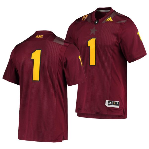 Men's Arizona State Sun Devils Custom 1 Maroon College Football Premier Jersey - Replica