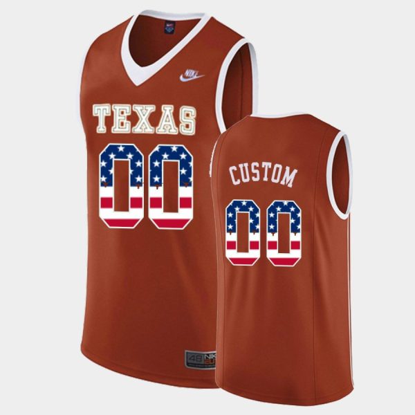 Men's Texas Longhorns Orange USA Flag Custom Jersey - Replica