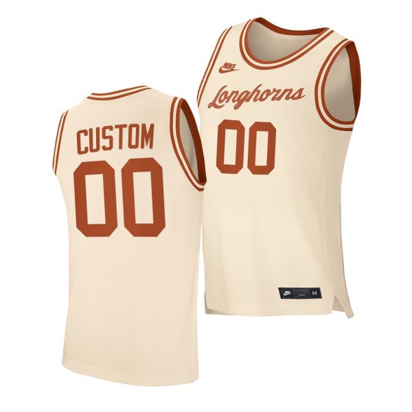 Men's Texas Longhorns Custom Cream 2020-21 Retro Replica Jersey