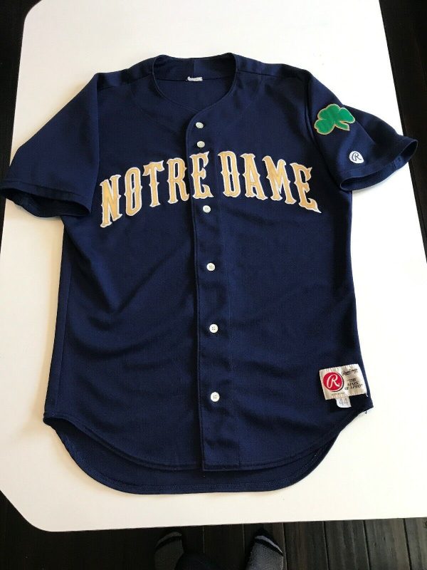 Men's VINTAGE RARE 80's RAWLINGS NOTRE DAME FIGHTING IRISH BASEBALL CUSTOM JERSEY - Replica