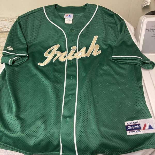 Men's Custom Vintage Majestic Notre Dame Fighting Irish Green Baseball Jersey - Replica