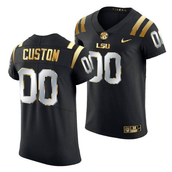 Men's LSU Tigers Custom #00 Black Golden Edition Jersey 2021-22 Elite Football - Replica