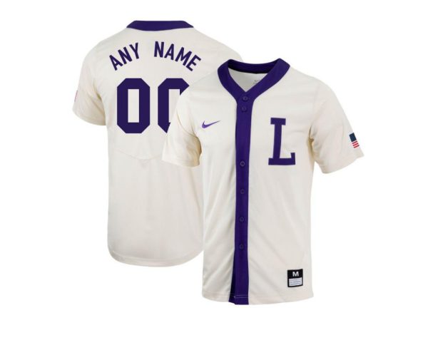 Men's LSU Tigers White Customized Baseball Jersey - Replica