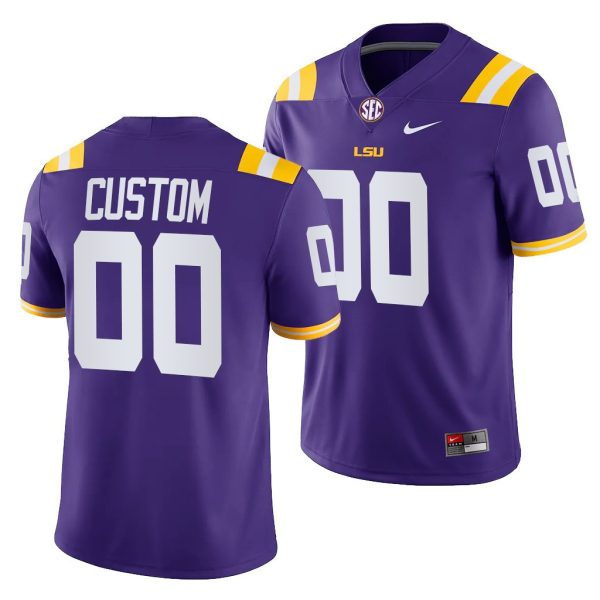 Men's LSU Tigers 00 Custom Purple 2021-22 College Football Game Jersey - Replica