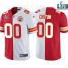 Custom Chiefs Jersey for Men Kansas City Chiefs Custom ACTIVE PLAYER Red White Split Super Bowl LVII Patch Vapor Untouchable Limited Stitched Jersey