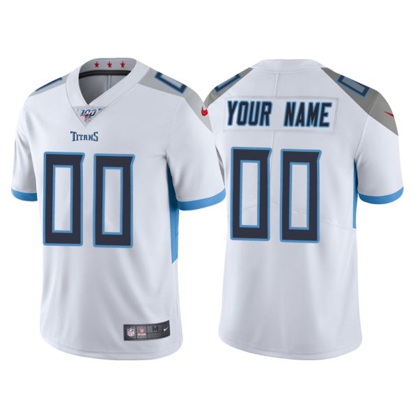 Youth's Tennessee Titans 100th Season #00 Custom White Vapor Limited Jersey - Replica