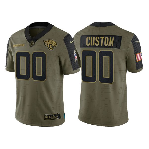 Custom Jaguars Jersey for Youth Custom Jacksonville Jaguars 2021 Salute To Service Limited Jersey - Olive