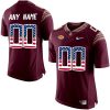 Youth's Football Florida State Seminoles #00 Limited Red US Flag Custom Stitched Jersey - Replica