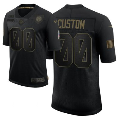 Custom Steelers Jersey for Youth 2020 Pittsburgh Steelers #00 Custom Black Salute To Service Limited Jersey