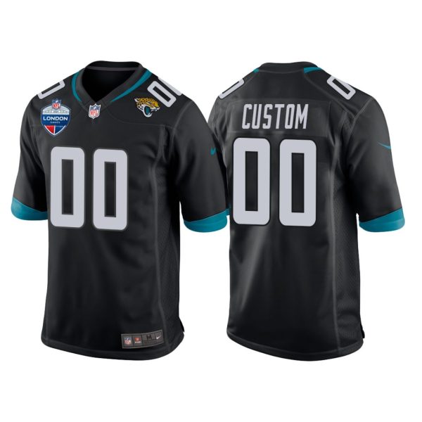 Custom Jaguars Jersey for Youth Jacksonville Jaguars Custom Black 2021 London Games Patch Game Jersey