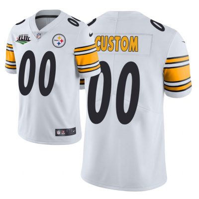 Custom Steelers Jersey for Youth Pittsburgh Steelers #00 Custom White Super Bowl XLIII Patch Vapor Limited Jersey