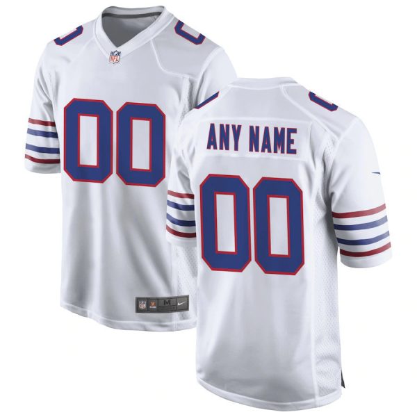 Youth's Buffalo Bills Alternate Custom Game Jersey - White - Replica