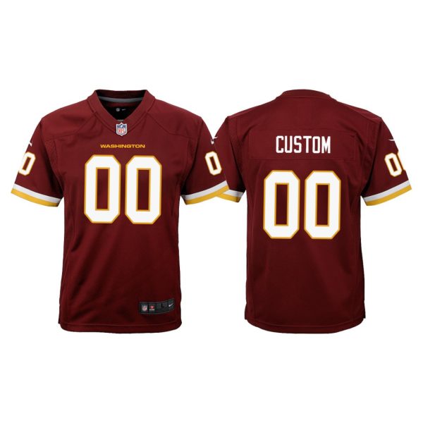 Custom Commanders Jersey for Youth Washington Football Team Custom Burgundy Game Jersey