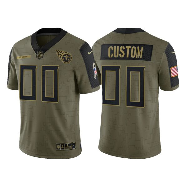 Youth's Custom Tennessee Titans 2021 Salute To Service Limited Jersey - Olive - Replica