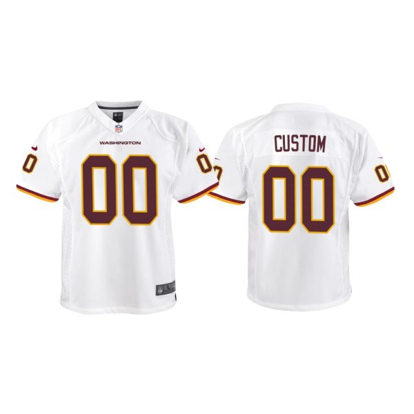 Custom Commanders Jersey for Youth Washington Football Team #00 Custom White Game Jersey