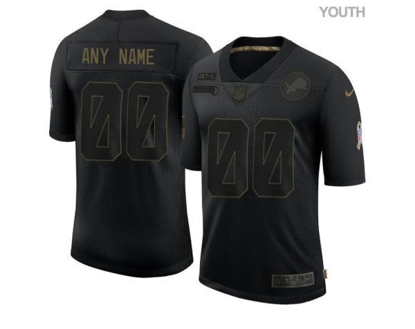 Youth's Detroit Lions Custom Limited Black 2020 Salute To Service Jersey - Replica