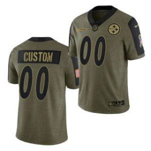 Custom Steelers Jersey for Youth Olive Pittsburgh Steelers Custom 2021 Salute To Service Limited Stitched Jersey