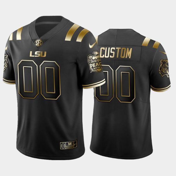 Youth's LSU Tigers Custom Black 2019-20 Golden Edition Peach Bowl Champions Jersey College Football - Replica