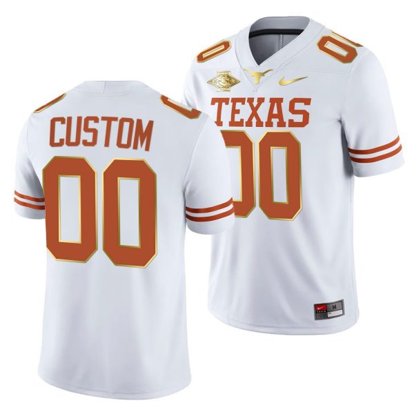 Youth's Texas Longhorns Custom 00 White 2021 Red River Showdown Golden Edition Jersey - Replica