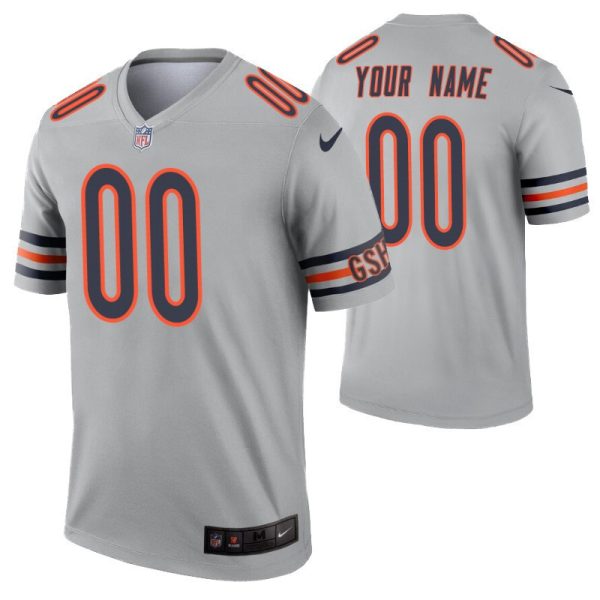 Youth's Custom Chicago Bears Jersey Silver Inverted Legend Edition - Replica