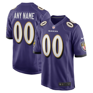 Raven Jersey Custom for Youth White Baltimore Ravens Custom Game Jersey - Purple