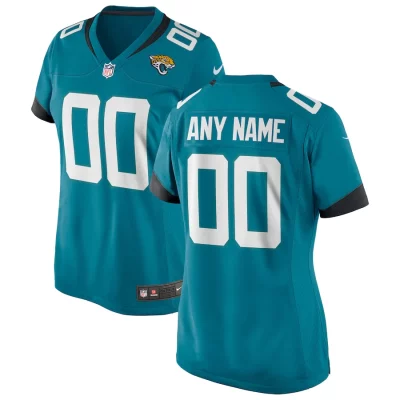 Custom Jaguars Jersey for Women's Teal Jacksonville Jaguars Home Custom Game Jersey