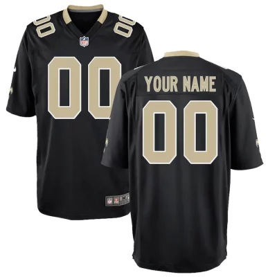 Saints Custom Jersey for Youth New Orleans Saints Home Custom Game Jersey - Black