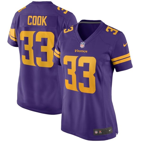 Woman's Minnesota Vikings Alternate Custom Game Jersey - Purple - Replica