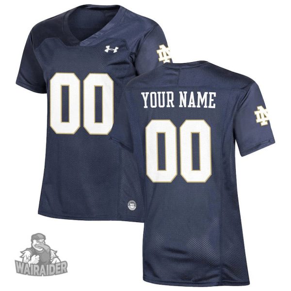 Woman's Notre Dame Fighting Irish Navy Custom Jersey, Notre Dame Football Jersey Custom - Replica