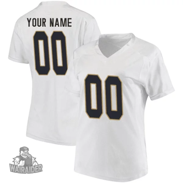 Woman's Notre Dame Fighting Irish White Custom Jersey, Notre Dame Football Jersey Custom - Replica