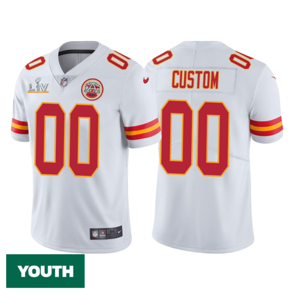 Youth's Kansas City Chiefs #00 Custom White Super Bowl LV Vapor Limited Jersey - Replica