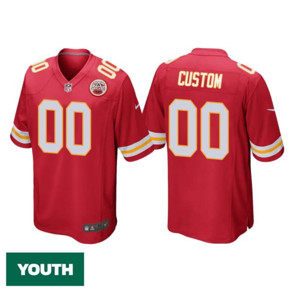 Custom Chiefs Jersey for Youth Kansas City Chiefs #00 Custom Home Game Jersey - Red