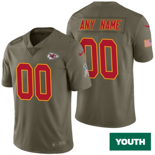 Custom Chiefs Jersey for Youth Kansas City Chiefs Olive 2017 Salute to Service Game Customized Jersey