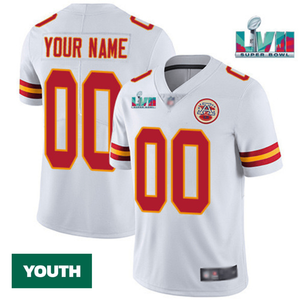Custom Chiefs Jersey for Youth Kansas City Chiefs Custom ACTIVE PLAYER White Super Bowl LVII Patch Vapor Untouchable Limited Stitched Jersey Custom Chiefs Jersey for Youth Kansas City Chiefs Custom ACTIVE PLAYER White Super Bowl LVII Patch Vapor Untouchable Limited Stitched Jersey