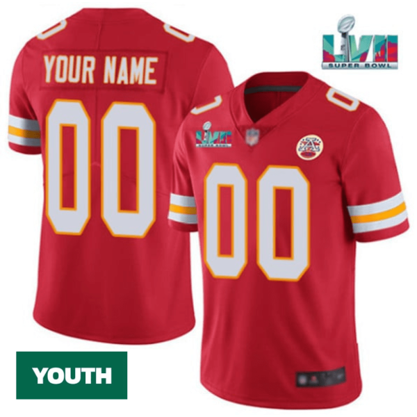 Custom Chiefs Jersey for Youth Kansas City Chiefs Custom ACTIVE PLAYER Red Super Bowl LVII Patch Vapor Untouchable Limited Stitched Jersey