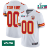 Custom Chiefs Jersey for Youth Kansas City Chiefs Custom ACTIVE PLAYER White Super Bowl LVII Patch Vapor Untouchable Limited Stitched Jersey