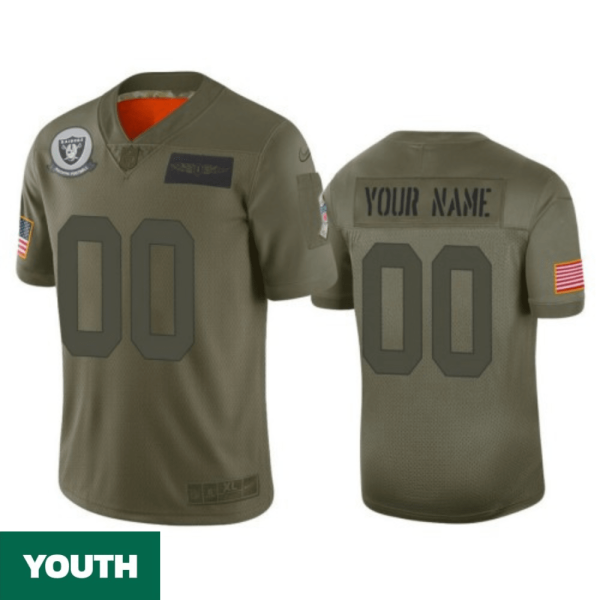 Youth's Custom Las Vegas Raiders #00 Camo 2019 Salute to Service Limited Jersey - Replica