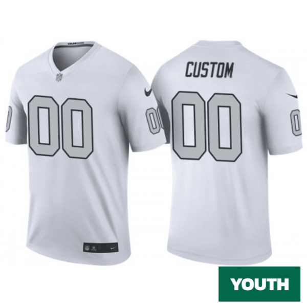 Youth's Las Vegas Raiders White Color Rush Legend Customized Jersey - Replica