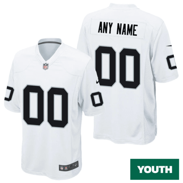 Youth's Las Vegas Raiders Road Game Jersey - Custom - Replica