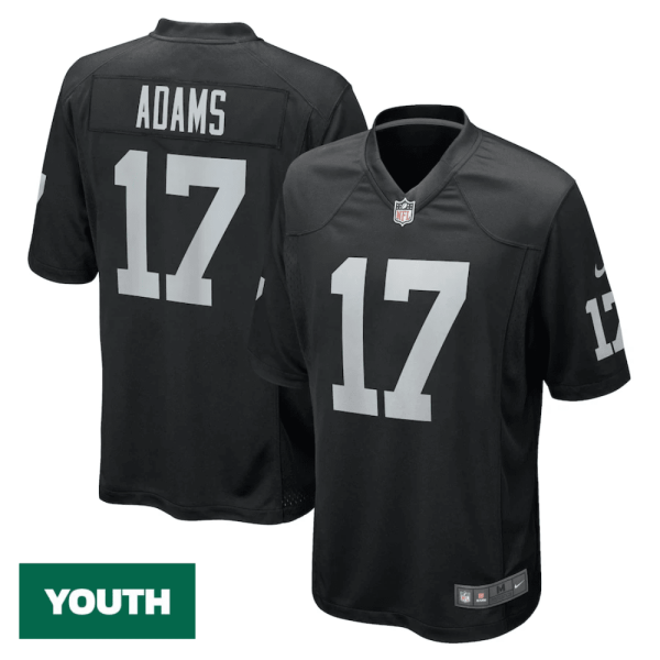 Youth's Davante Adams Las Vegas Raiders Home Game Jersey - Black - Replica