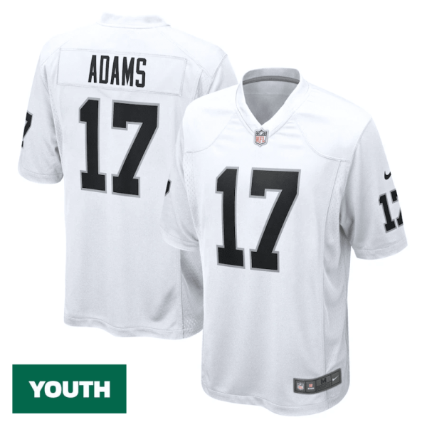 Youth's Davante Adams Las Vegas Raiders Road Game Jersey - White - Replica