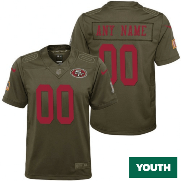 Youth's San Francisco 49ers Olive 2017 Salute to Service Game Customized Jersey - Replica