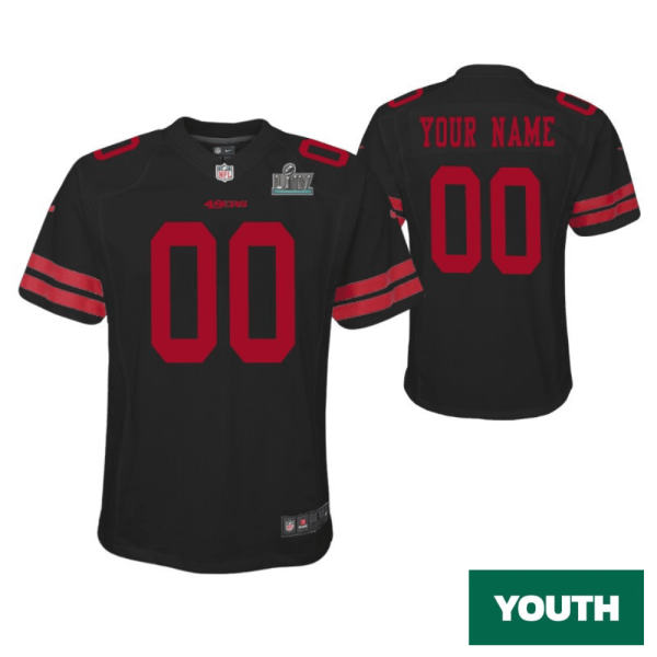 Youth's Custom San Francisco 49ers Super Bowl LIV Black Game Jersey - Replica