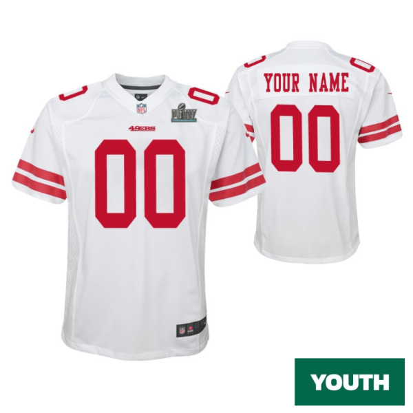 Youth's Custom San Francisco 49ers Super Bowl LIV White Game Jersey - Replica