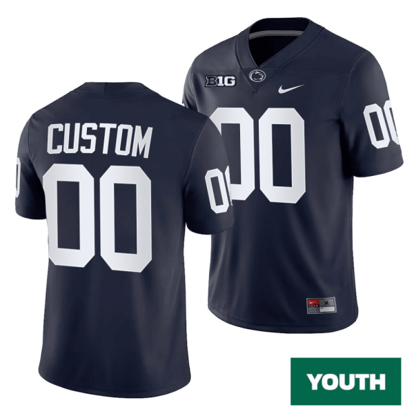 Custom Penn State Jerseys for Youth's Penn State Nittany Lions Custom 00 Navy 2021-22 College Football Game Jersey - Replica